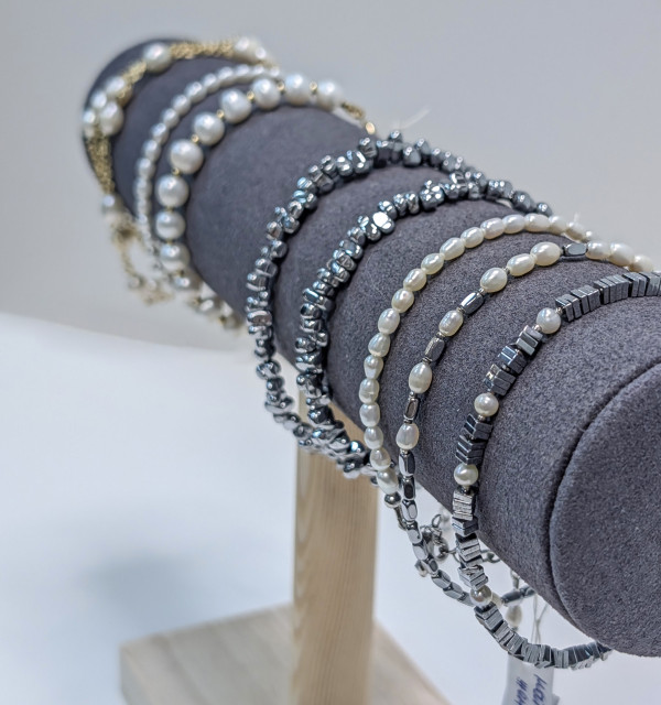 Браслет из натурального жемчуга (продольного)