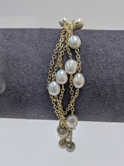 Браслет с бусинами из натурального жемчуга
