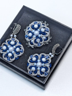 Комплект брошь, серьги