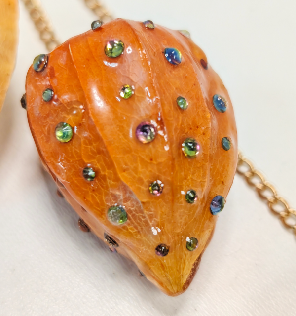 Брошь-булавка "Три физалиса"